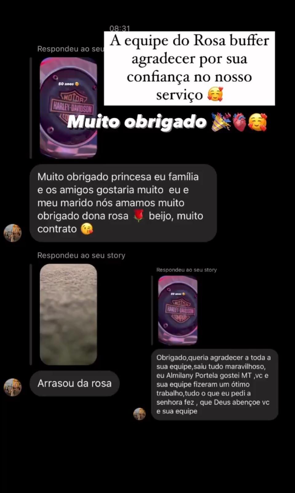 Depoimento de cliente da Rosa Buffet