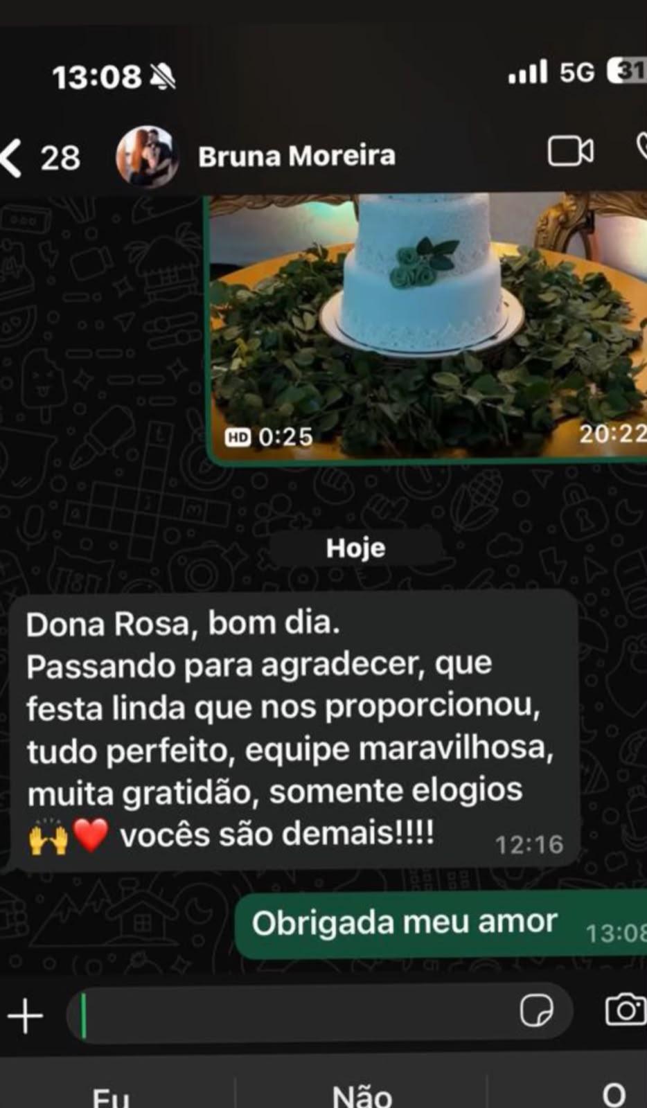 Depoimento de cliente da Rosa Buffet