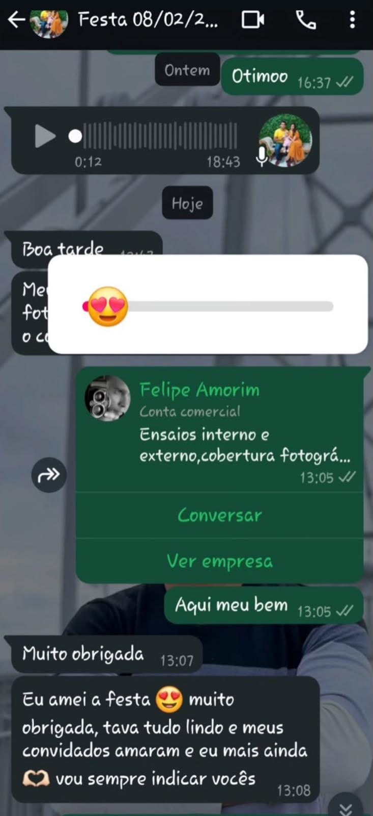 Depoimento de cliente da Rosa Buffet