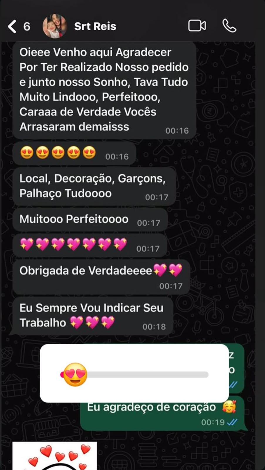 Depoimento de cliente da Rosa Buffet