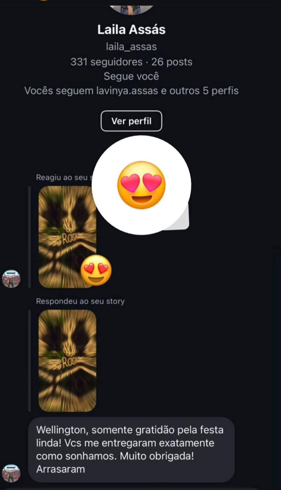 Depoimento de cliente da Rosa Buffet