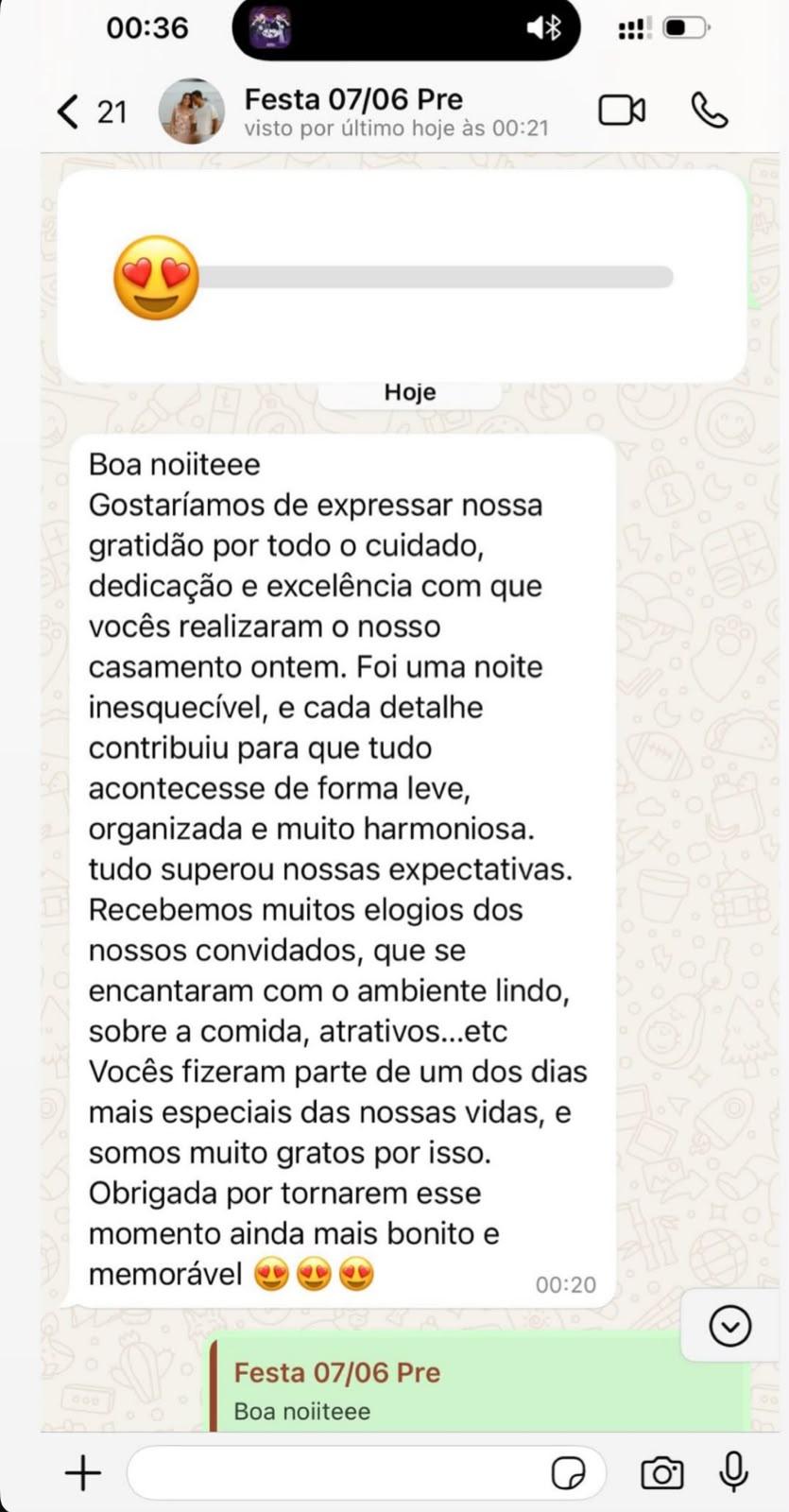 Depoimento de cliente da Rosa Buffet