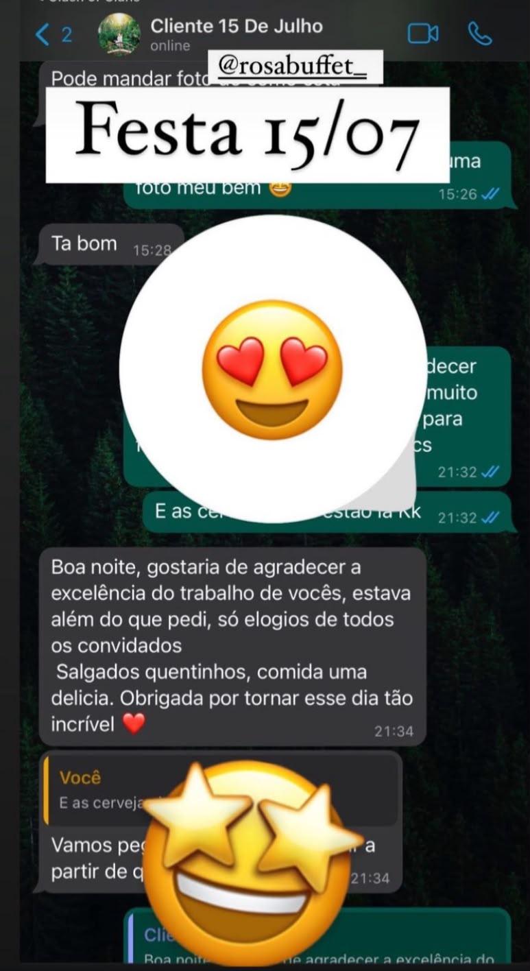 Depoimento de cliente da Rosa Buffet