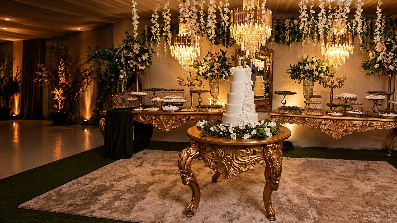 Salão decorado pela Rosa Buffet para um evento elegante em Manaus
